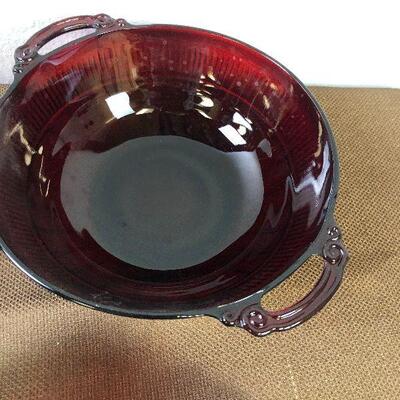 #109 Ruby Red Glass -6 (Bowl, Cups 