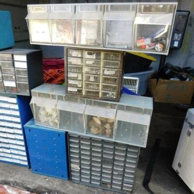 Variety of Metal and Plastic Shop Pigeon Hole Boxes includes Contents (S7)