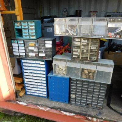 Variety of Metal and Plastic Shop Pigeon Hole Boxes includes Contents (S7)