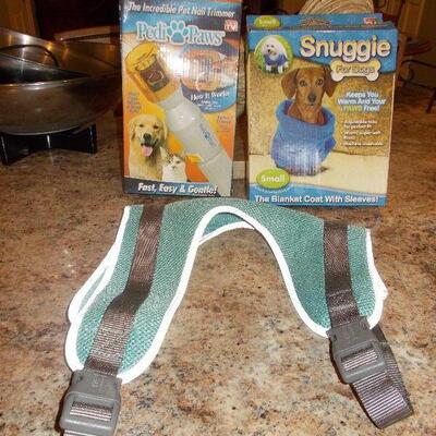 Dog Items: Harness, Snuggie, and PediPaws Nail Trimmer