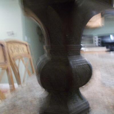 Antique Asian Brass Candlesticks and Vase