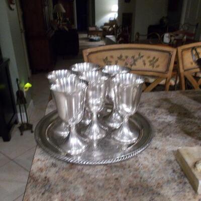 Set of Six Antique Silver Goblets from F. B. Rogers Silver Company