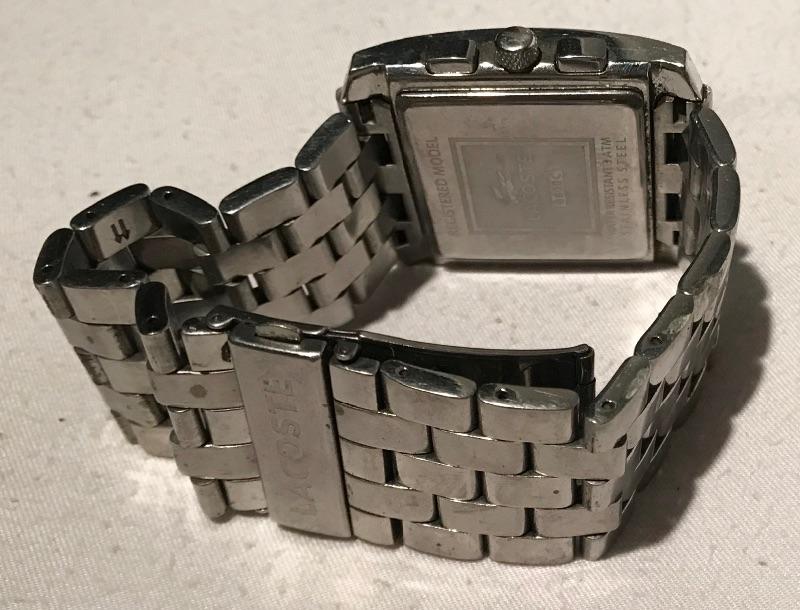 Stylish~ Men's Stainless Steel “LACOSTE” Square Face Watch. Works Great. |  EstateSales.org