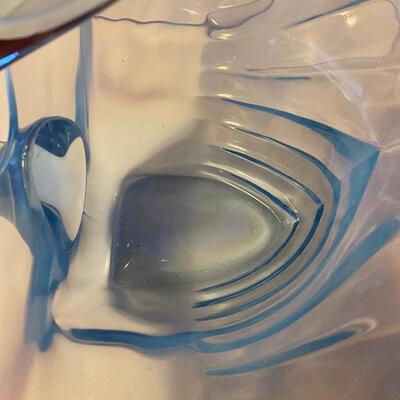 Blue glass swan dish
