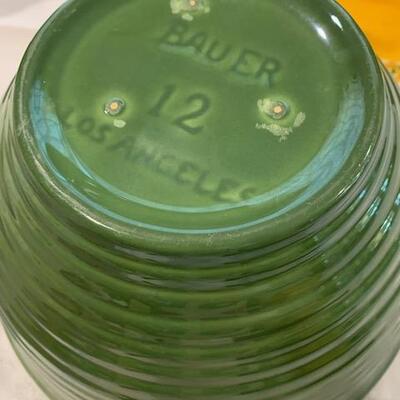 LOT 232 Collection 3 Bauer Ring Mixing Bowls Green Chartreuse Rose