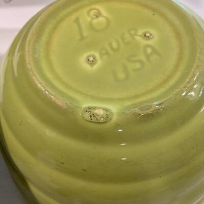 LOT 232 Collection 3 Bauer Ring Mixing Bowls Green Chartreuse Rose