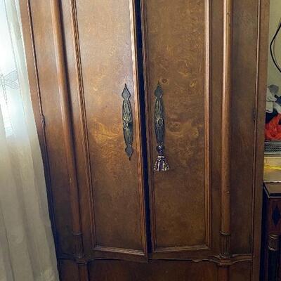 Antique Burlwood Walnut Armoire