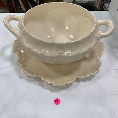 #18 Ivory Colored Leaf Punch Bowl