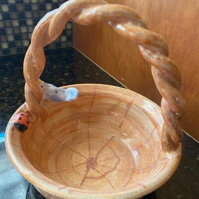 Handmade pottery basket 