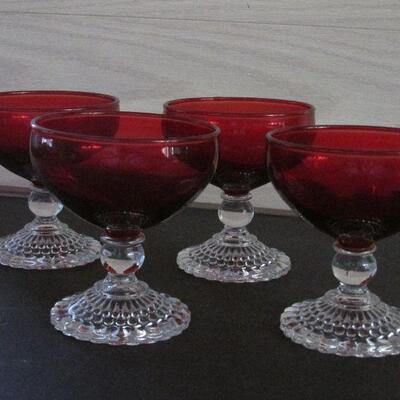 Lot 1- Anchor Hocking Bubble Foot Ruby Sherbet Glasses