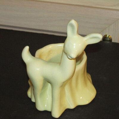 Lot 9- Yellow Ceramic Deer Planter
