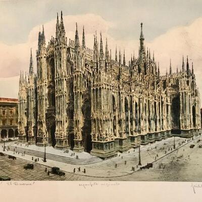 Signed Etching By Hungarian Artist Bela Sziklay (Building)