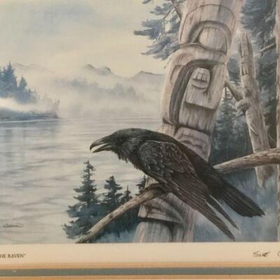 Sue Coleman Signed Framed Print Raven
