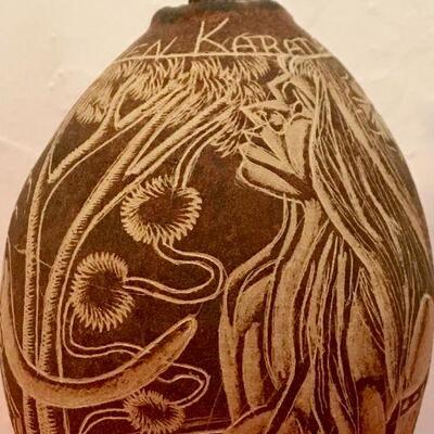 Australian Aboriginal Carved Boadnut By Damien Karadoda