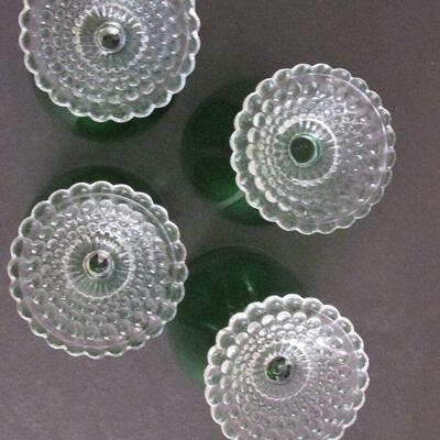 Lot 34- Anchor Hocking Bubble Foot Green Water Goblets