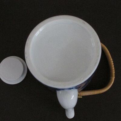Lot 36- Set of Blue and White Crane Teapot and Cups