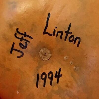 Hand Painted Gourd Vase By Jeff Linton Watcher Of The Plains