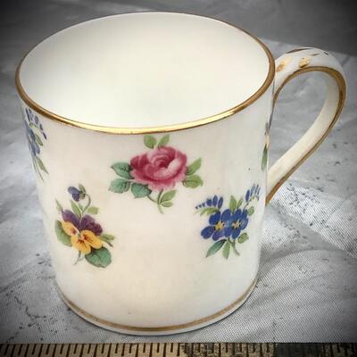 Vintage â€œCrownâ€ Staffordshire Porcelain ~ Hand Painted Tea Cup w/ Floral Design 