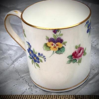 Vintage â€œCrownâ€ Staffordshire Porcelain ~ Hand Painted Tea Cup w/ Floral Design 
