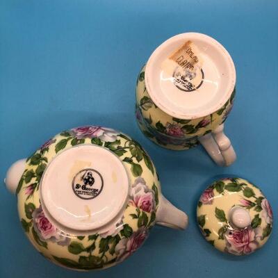 Mini one-serving St. George Fine Bone China Floral Teapot and matching cup