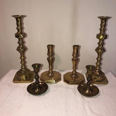 LOT 291 Brass Candle Holders Stickes 6