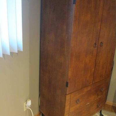 Wood armoire, storage cabinet
