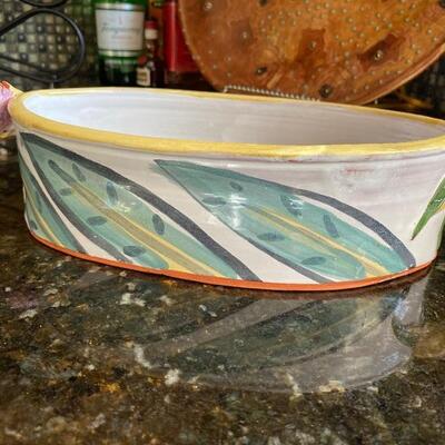 Decorative art pottery serving dish 