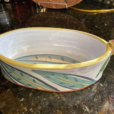 Decorative art pottery serving dish 