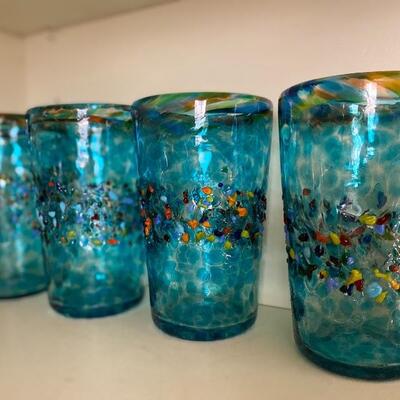 Art glass tumbler set of 4 