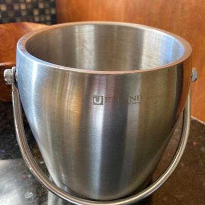 Jetland petite double walled stainless steel ice bucket with tongs 