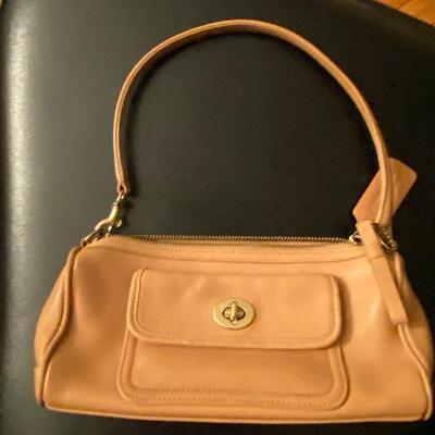 Small Rectangular Beige Leather Purse by Coach
