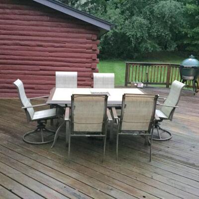 25% OFF LISTED PRICE! Patio Set with Tile Top and (5) Chairs