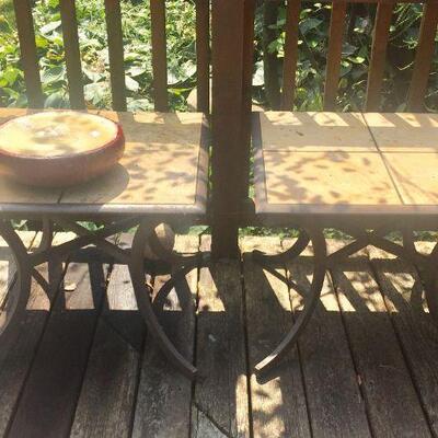 25% OFF LISTED PRICE! (2) Patio Side Tables with Tile Tops (match patio set)