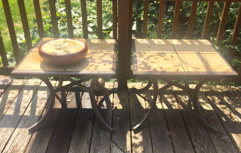 25 Off Listed Price 2 Patio Side Tables With Tile Tops Match Patio Set Estatesales Org