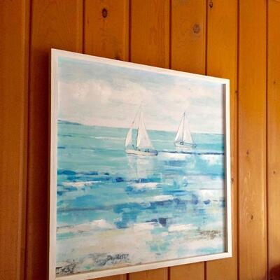 25% OFF LISTED PRICE! Sail Boat Painting on Canvas, Wood Frame