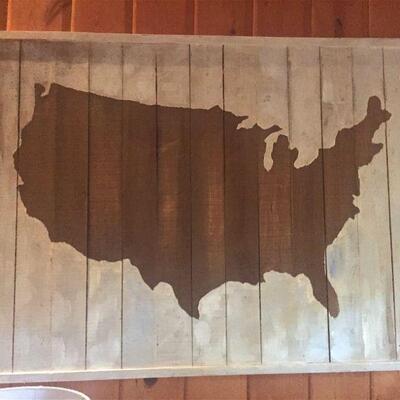 25% OFF LISTED PRICE! Rustic Wood USA Map, 48"x36"