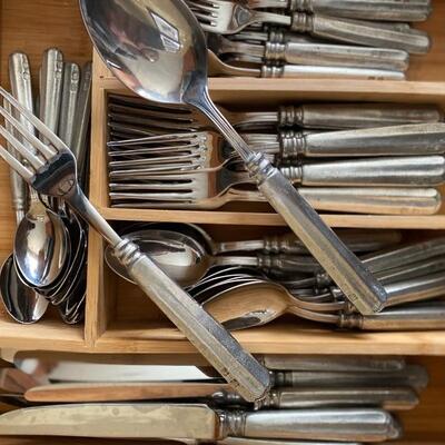 Pottery barn Italy tumbled pewter flatware service for 12 