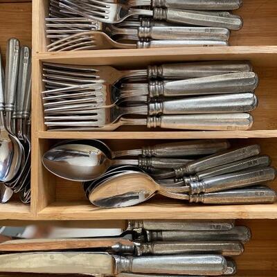 Pottery barn Italy tumbled pewter flatware service for 12 