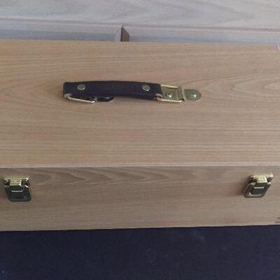 Lot 62- Wood Carrying Case with Paint and Paintbrushes