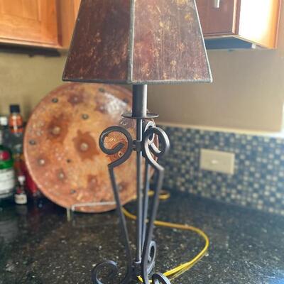 Metal and shell shade lamp