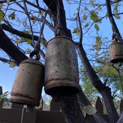 Six Tibetan Asian garden  bells