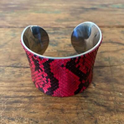 Red snakeskin cuff