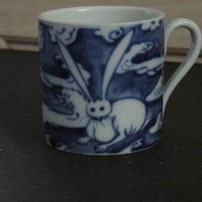 Lot 78- Mottahedah Porcelain Blue Rabbit Cup
