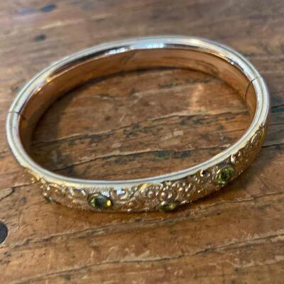 Victorian peridot gold filled bangle