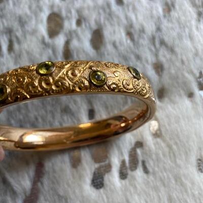 Victorian peridot gold filled bangle