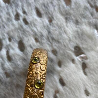Victorian peridot gold filled bangle