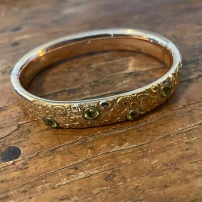 Victorian peridot gold filled bangle