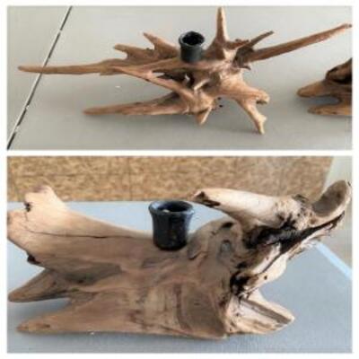LOT#19LR: Driftwood Candle Holders