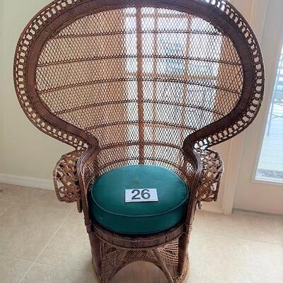 LOT#26LR: Wicker Fan Back Chair