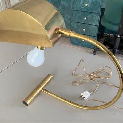 LOT#45U: Coche & Lowy Brass Desk Lamp
